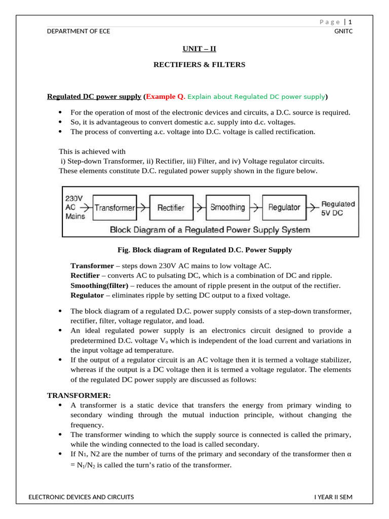 Regulated DC Power Supply Overview | PDF | Rectifier | Capacitor