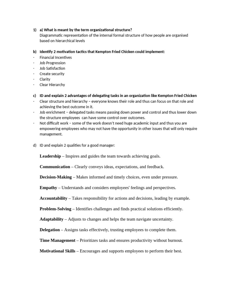JD Sample Answers and Answers To Mark | PDF | Leadership | E Commerce