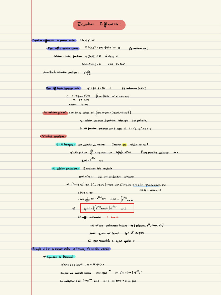 Fiche 1 Equa Diff | PDF