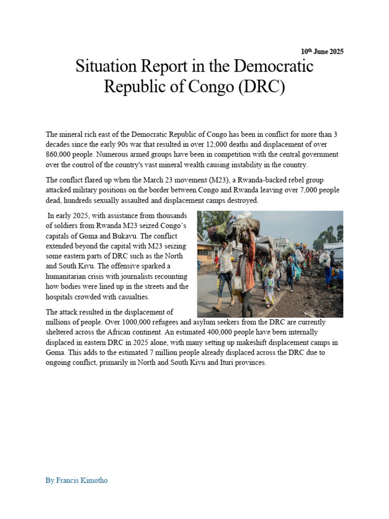 DRC Humanitarian Crisis Report 2025 | PDF | Democratic Republic Of The ...