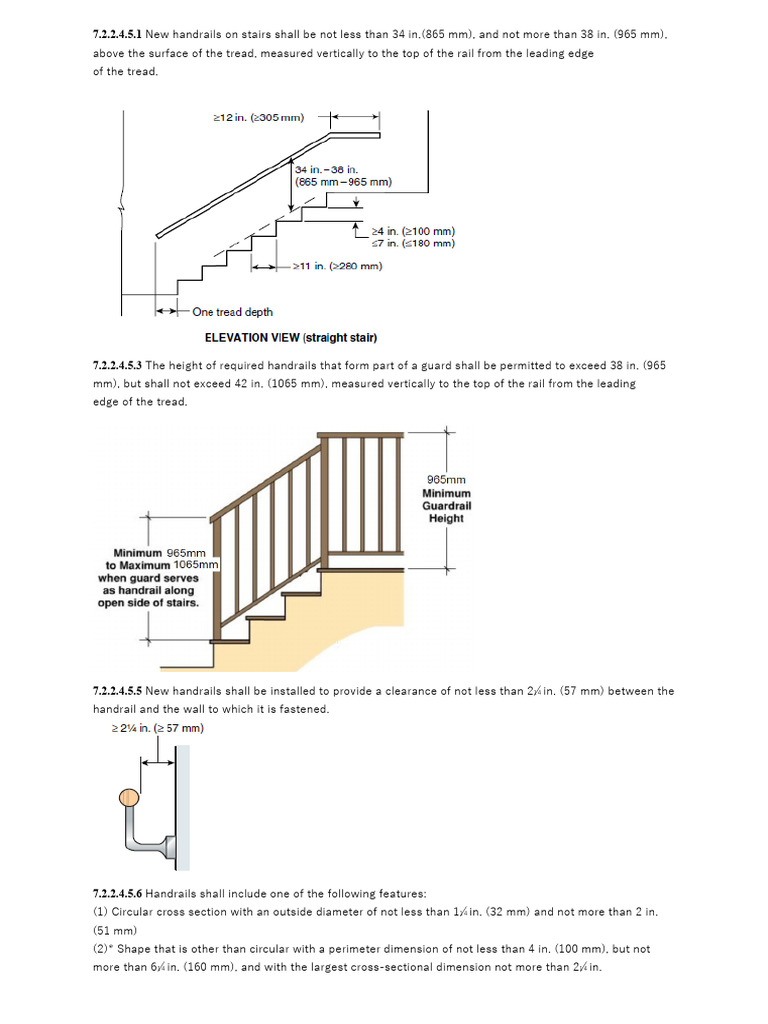 Handrail Height and Clearance Standards | PDF | Stairs