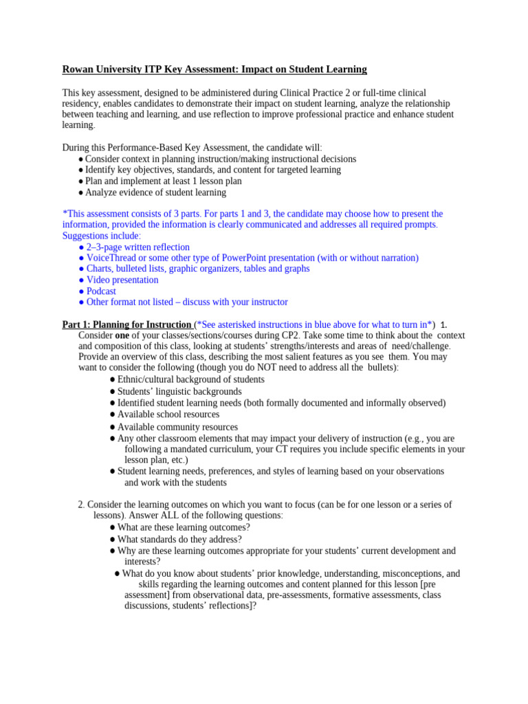 Rowan University ITP Student Learning Assessment | PDF | Educational ...