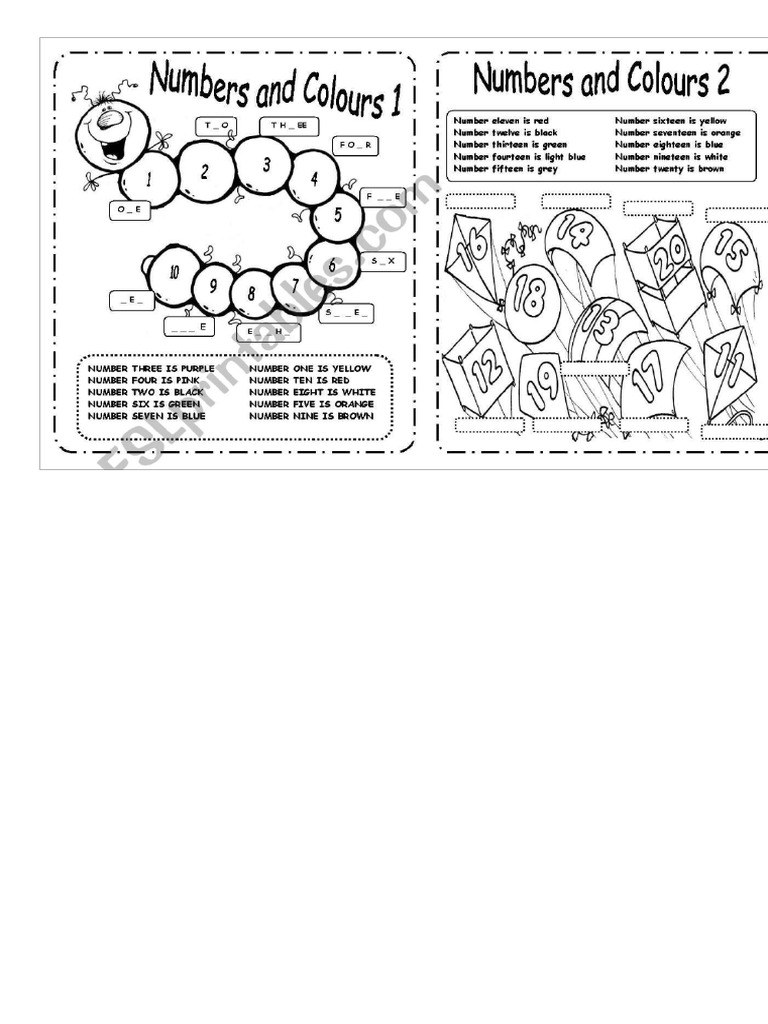 Numbers and Colours Activity | PDF
