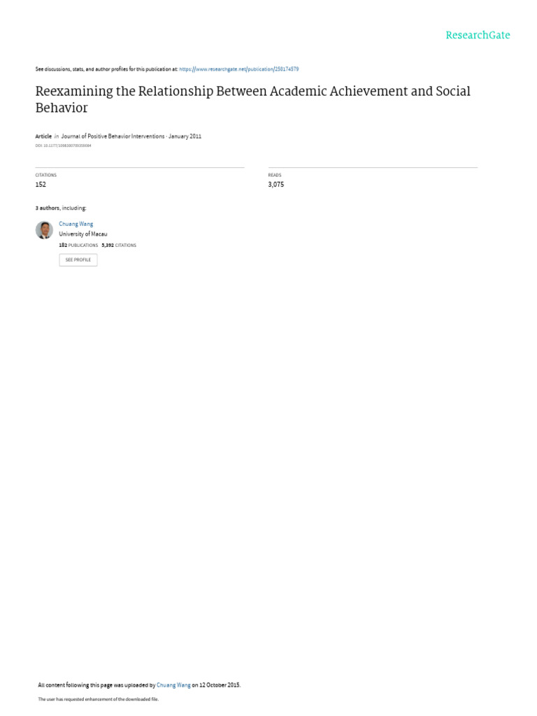 Academic Achievement and Social Behavior Analysis | PDF | Behavioural ...