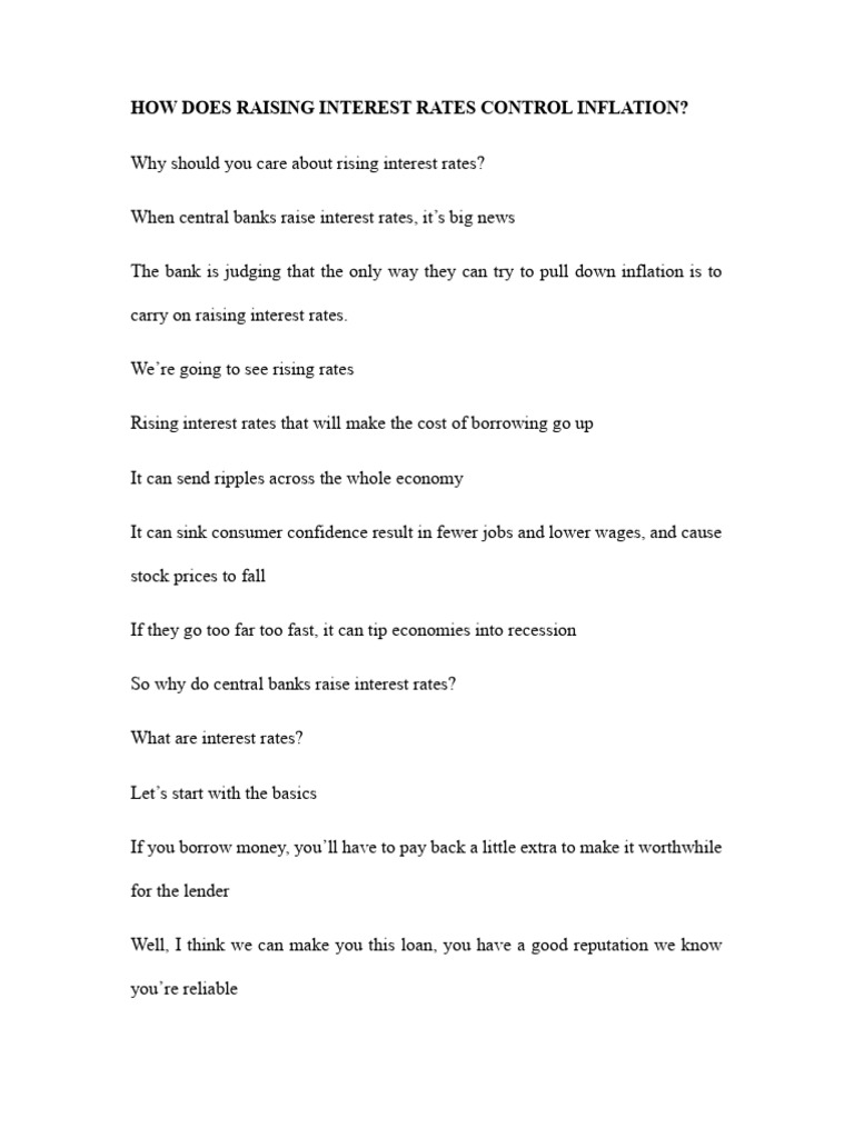 Listening - Practice - Ytb - How Does Raising Interest Rates Control ...