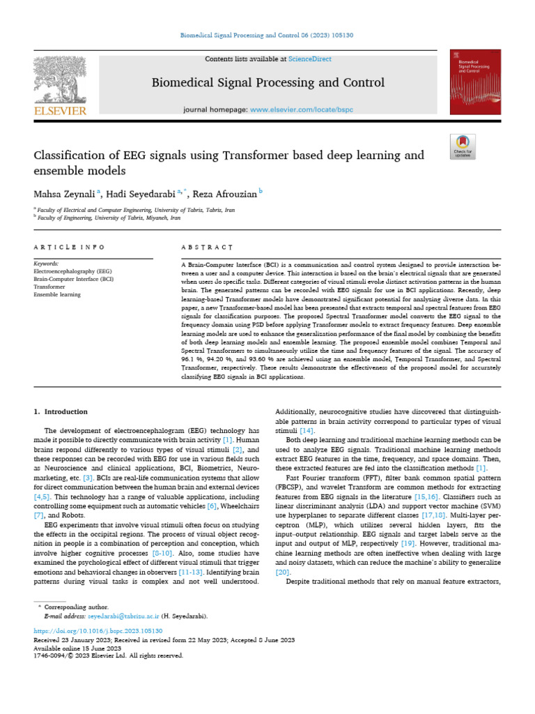 EEG Signal Classification with Transformers | PDF | Receiver Operating ...