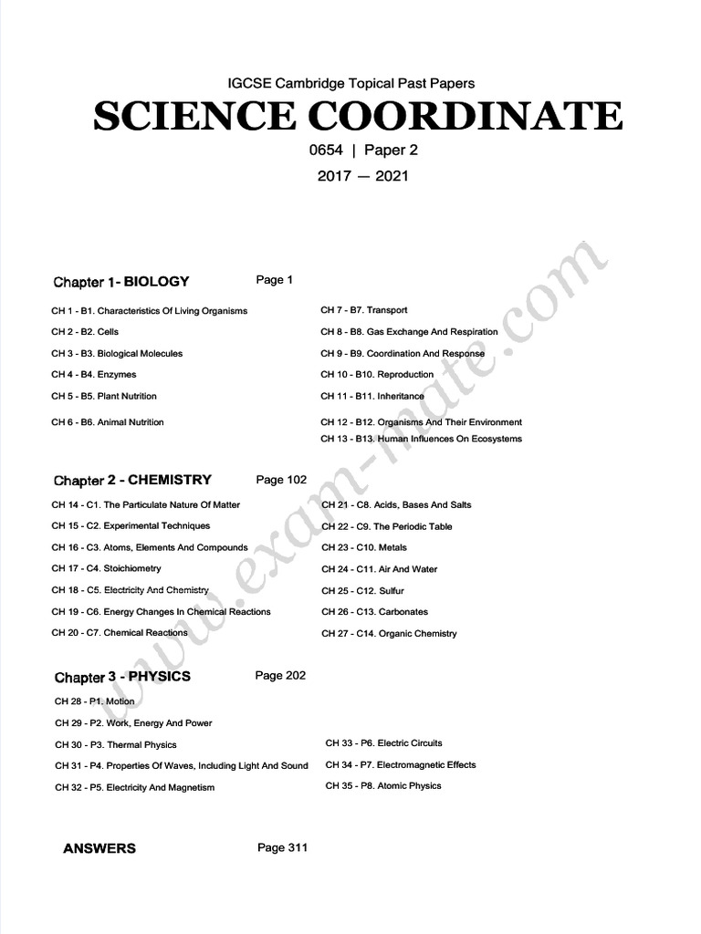 IGCSE Cambridge Science Past Papers | PDF | Chemistry | Electromagnetism