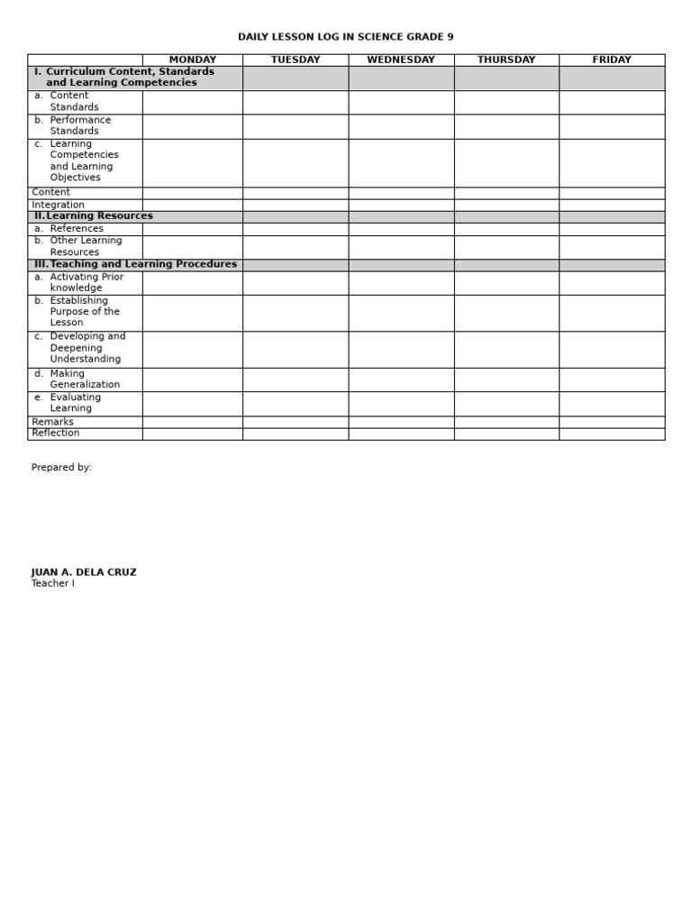 Grade 9 Science Daily Lesson Log | PDF