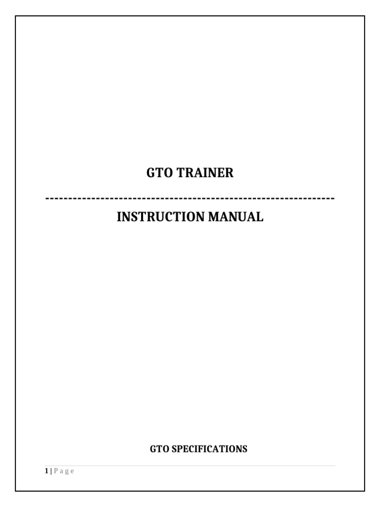 GTO Trainer Instruction Manual | PDF | Bipolar Junction Transistor | P ...