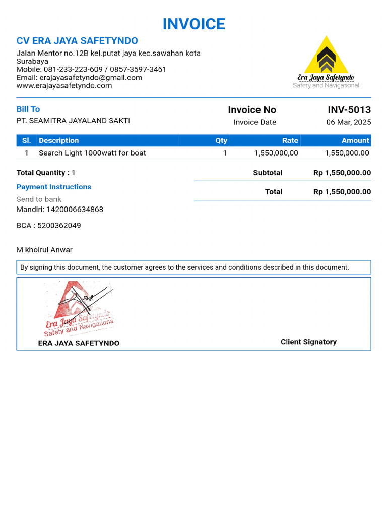 Invoice INV 5013 | PDF