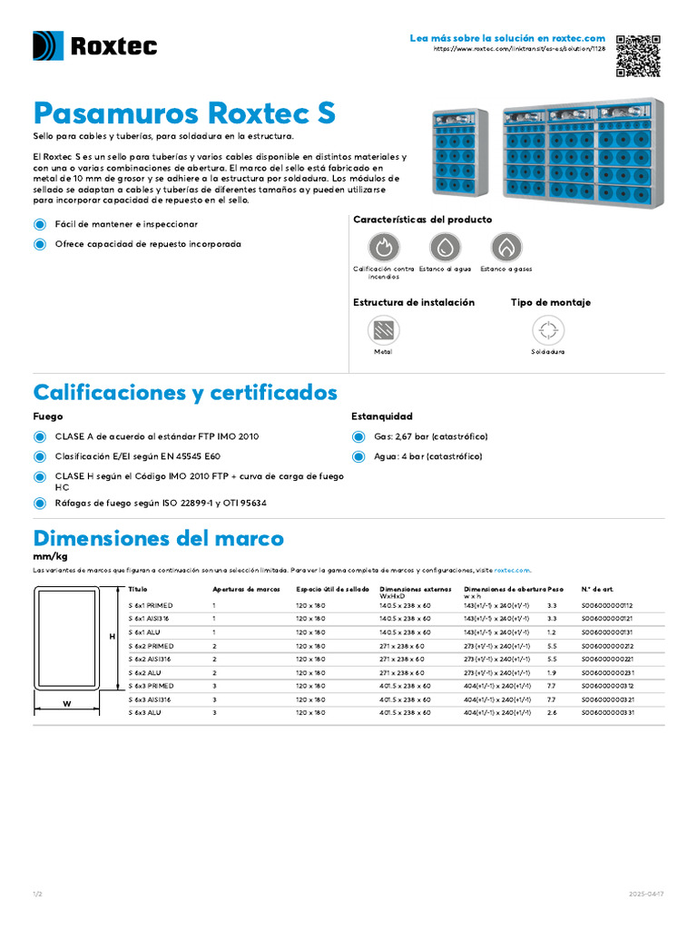 Roxtec S Transit | PDF | Materiales | Física Aplicada e Interdisciplinaria