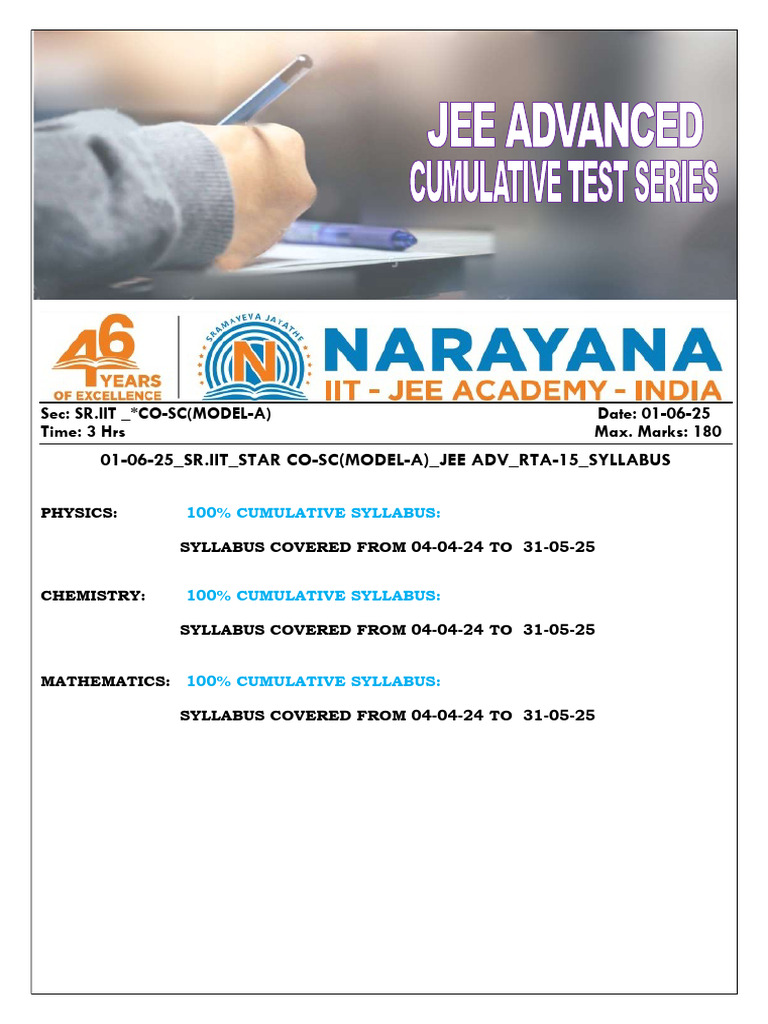 JEE Advanced 2025 Model A Syllabus | PDF | Ammonia | Collision