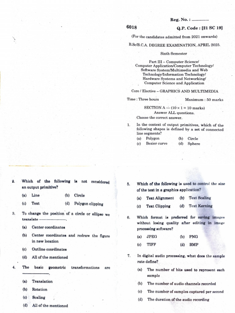 Graphics and Multimedia Exam Paper | PDF | Data Compression | Video