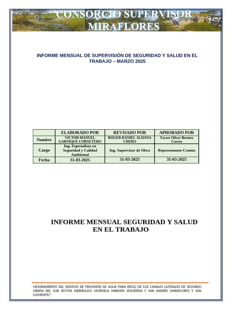 Informe de Seguridad y Salud Marzo 2025 | PDF | Seguridad y salud ...