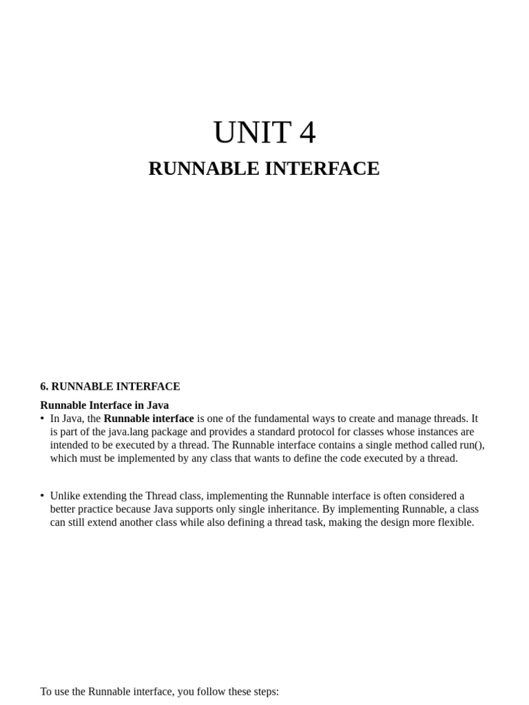 Unit 4 Runnable Interface | PDF