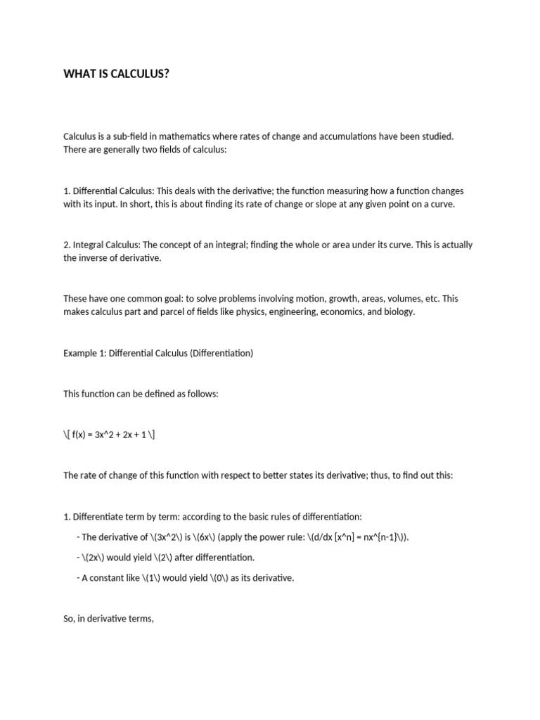 Introduction to Calculus Concepts | PDF