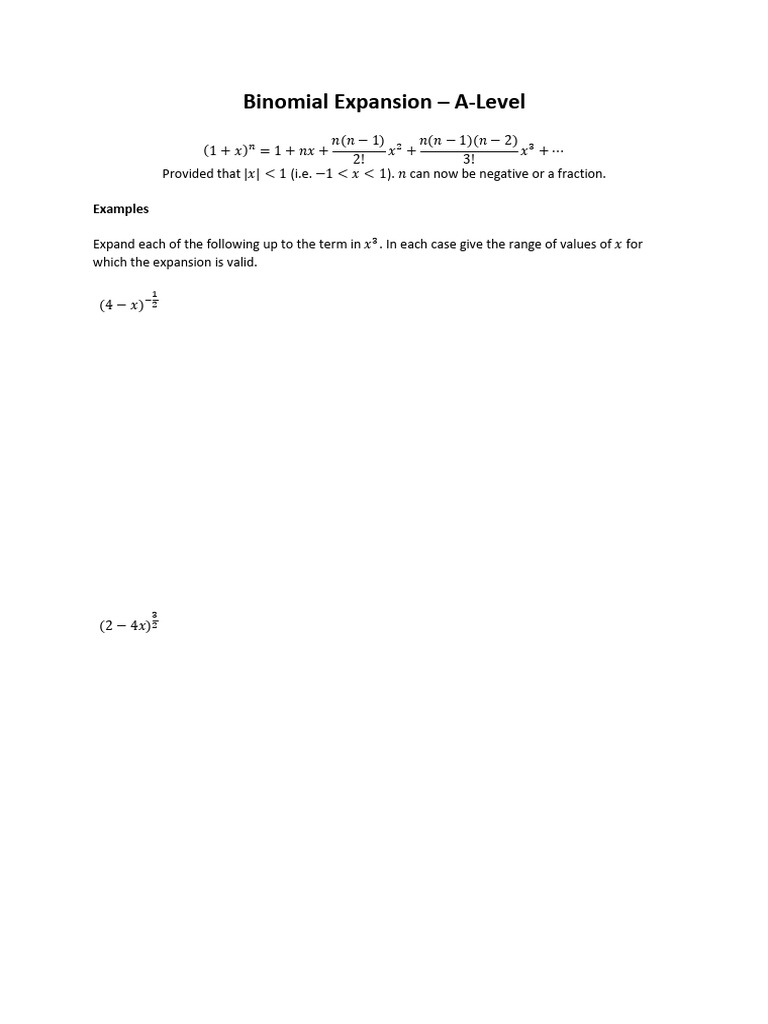 A-Level Binomial Expansion Guide | PDF