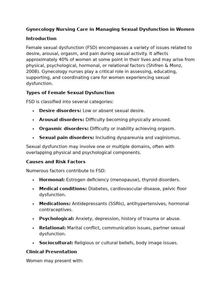 Managing Female Sexual Dysfunction Care | PDF | Sexual Dysfunction ...