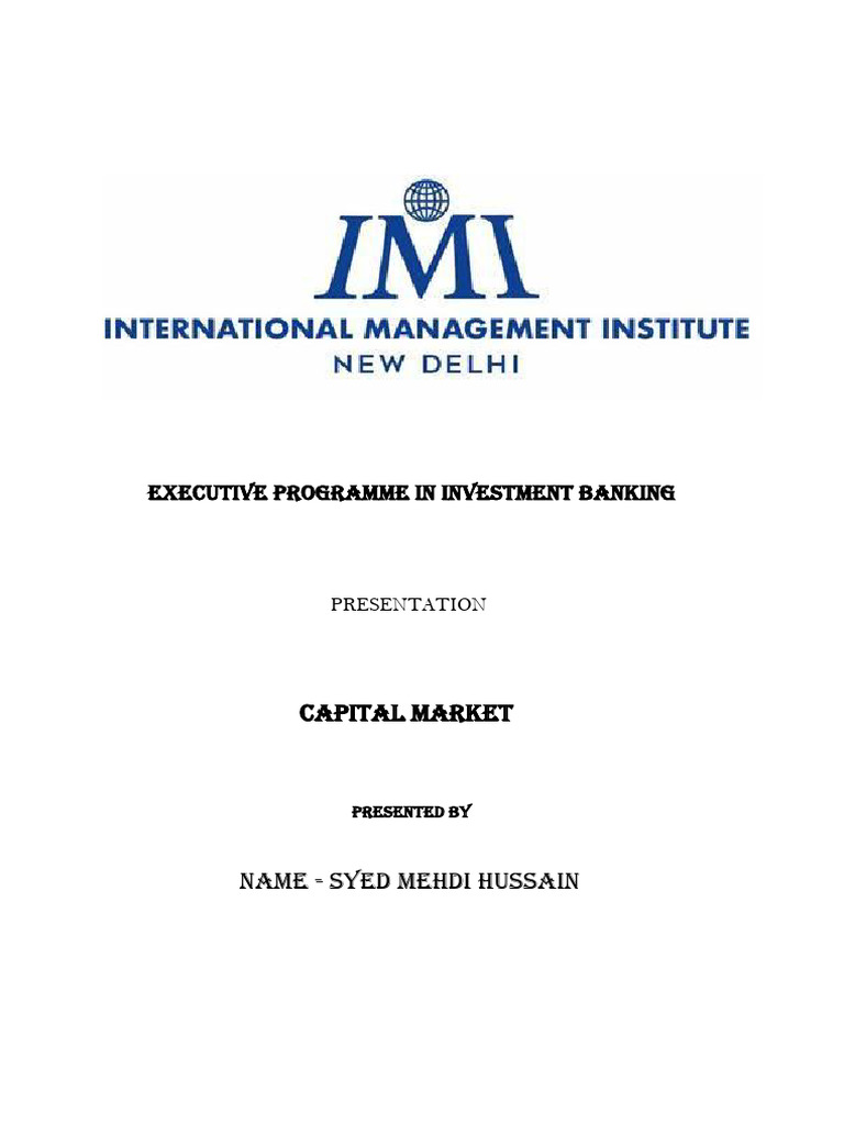 Capital Markets in Investment Banking | PDF | Capital Market ...