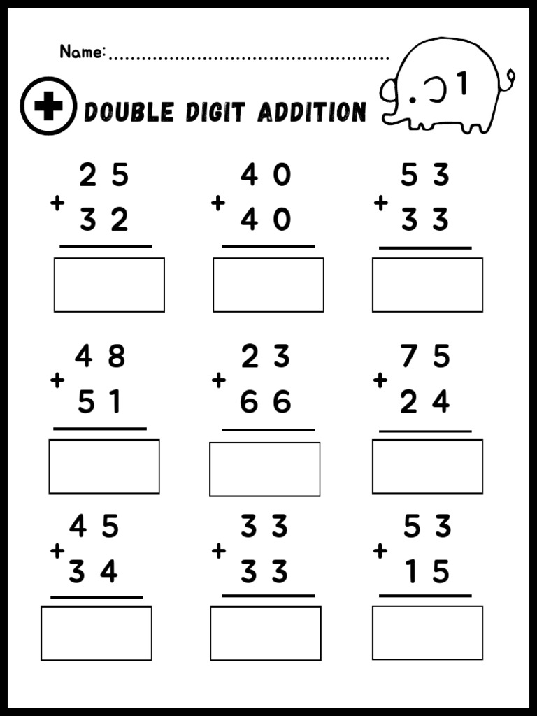 Double Digit Addition: Name | PDF