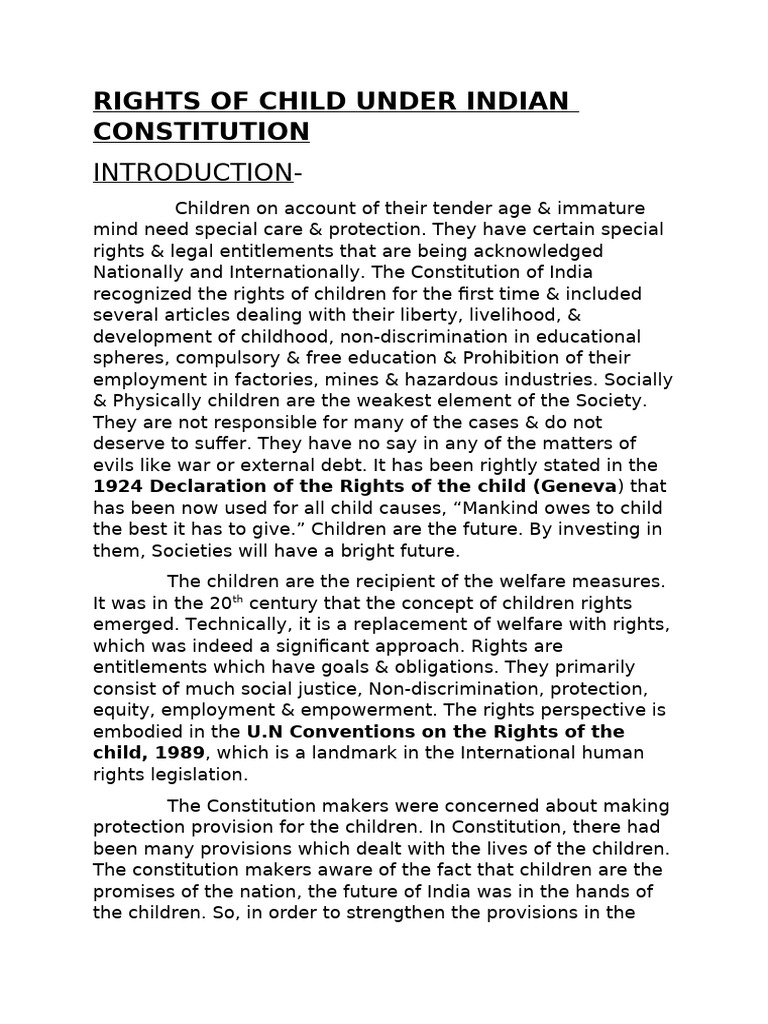 Child Rights in Indian Constitution | PDF | Rights | Children's Rights