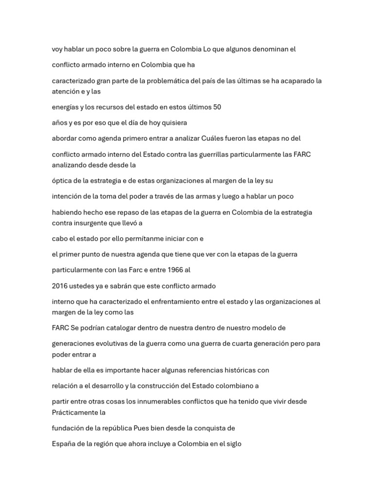 Etapas del Conflicto Armado en Colombia | PDF | Guerra de guerrillas ...