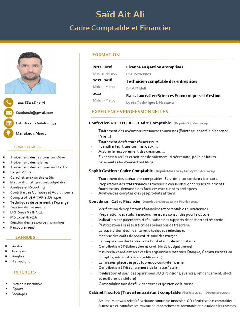 Profil de Saïd Ait Ali, Comptable | PDF | Comptabilité analytique | Banques