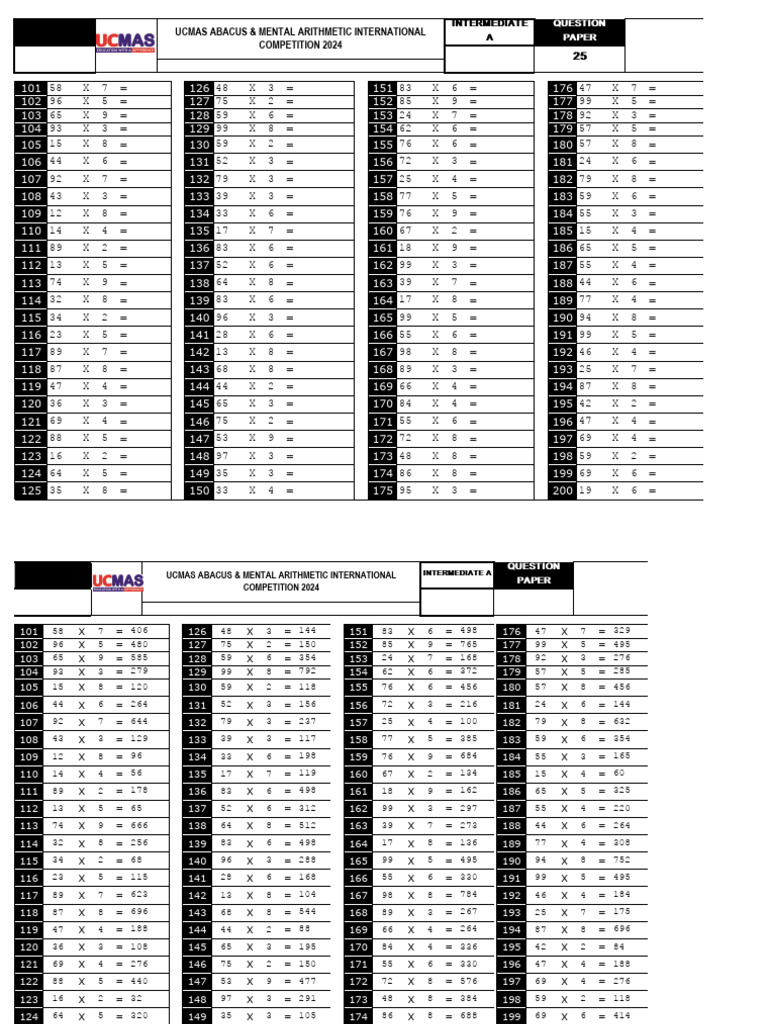 UCMAS 2024 Intermediate A Paper | PDF