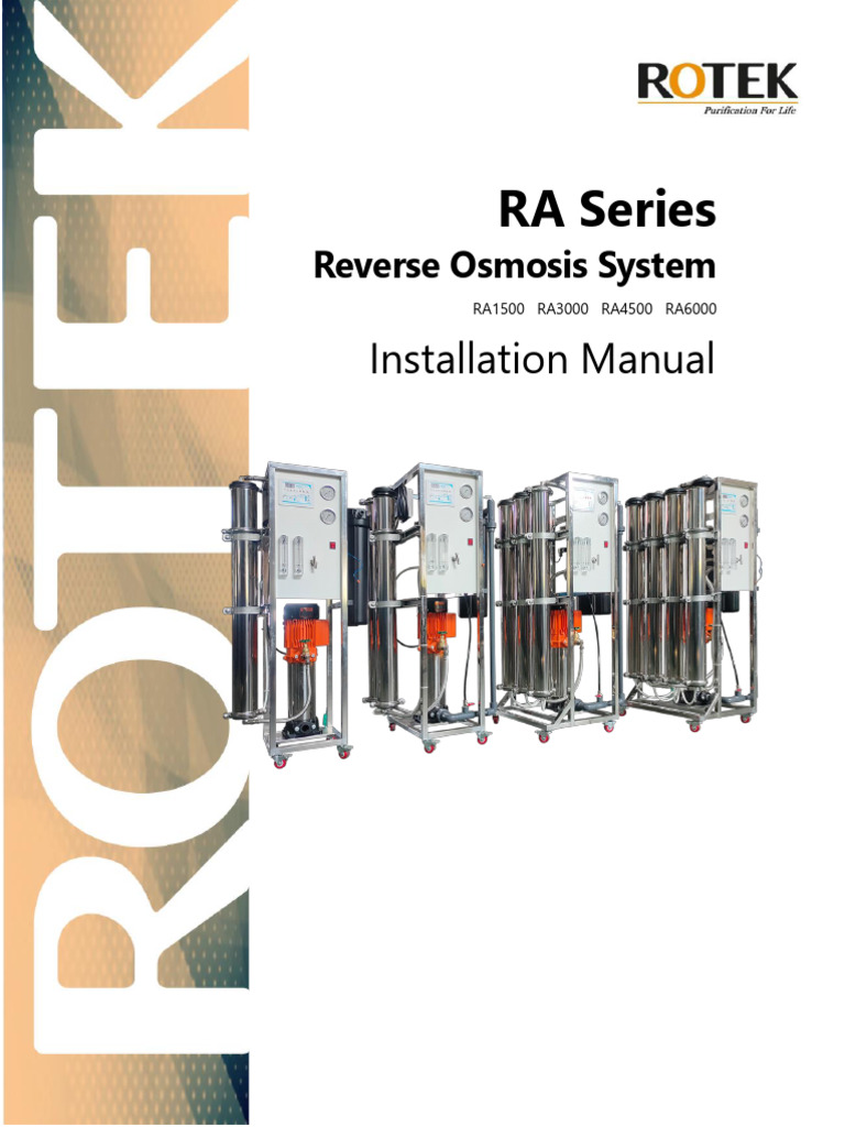 RA Series Reverse Osmosis Installation Guide | PDF | Valve | Membrane