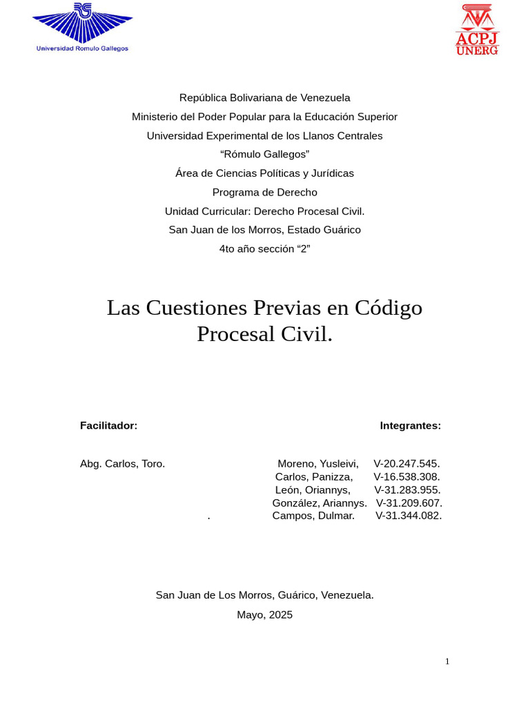 Cuestiones Previas | PDF | Demanda judicial | Ley procesal