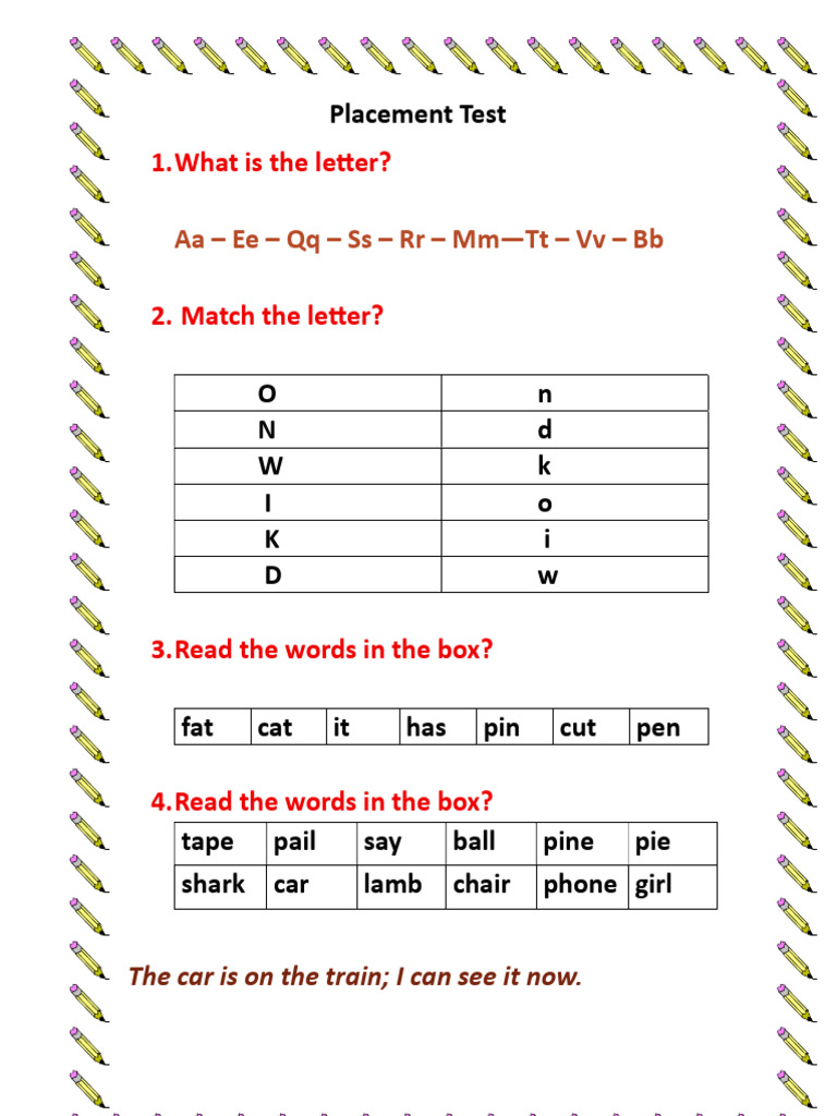 Placement Test: Letter and Word Skills | PDF