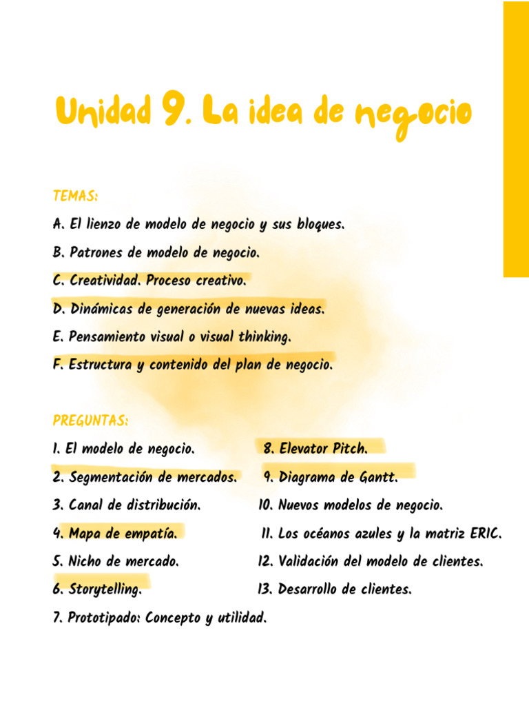 Ud 9. La Idea de Negocio | PDF | Creatividad | Modelo de negocio