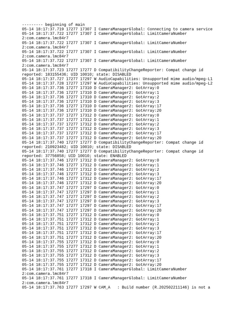 Camera Service Connection Logs | PDF | Java (Programming Language ...