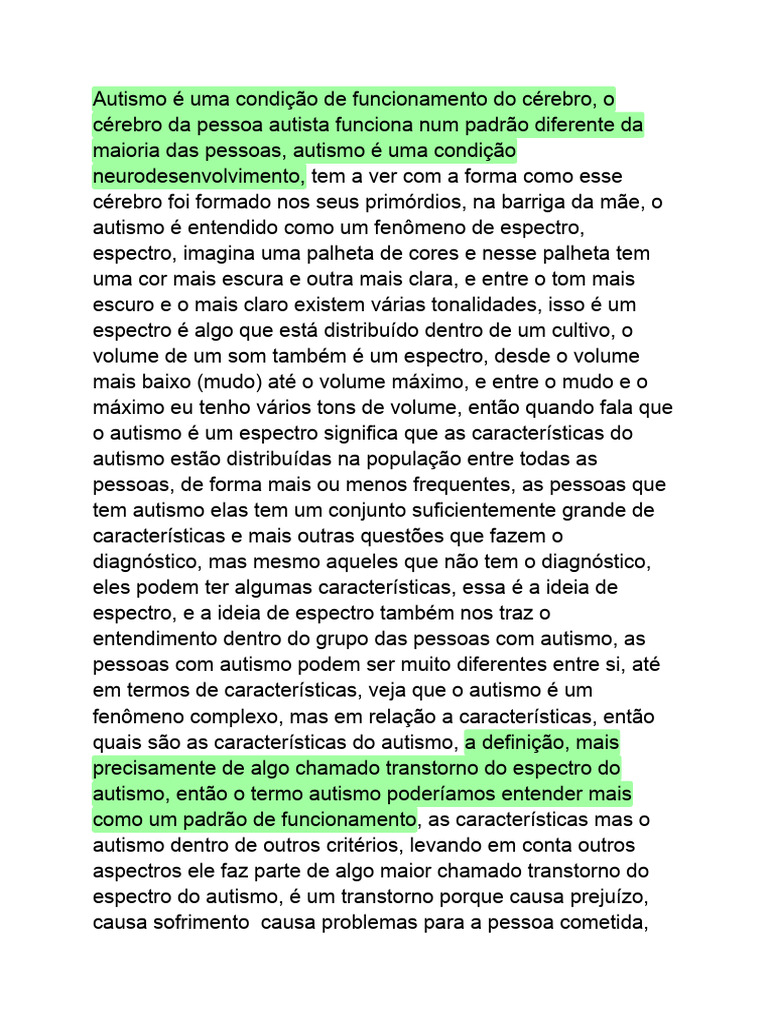 Entendendo o Transtorno do Espectro Autista | PDF | Autismo | Distúrbio ...