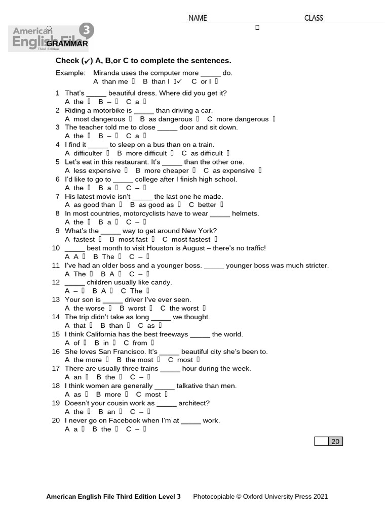 AEF3e Level 3 Quicktest 03 | PDF | Traffic | English Language