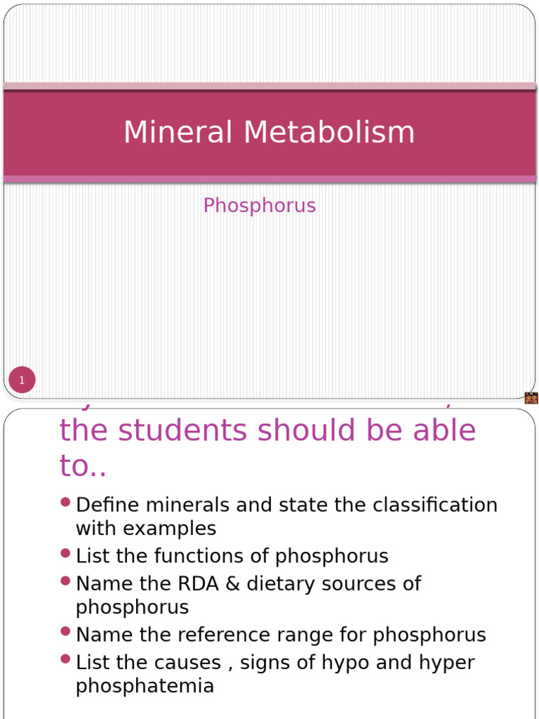 Phosphorus: Functions, Sources, and RDA | PDF | Physical Sciences ...