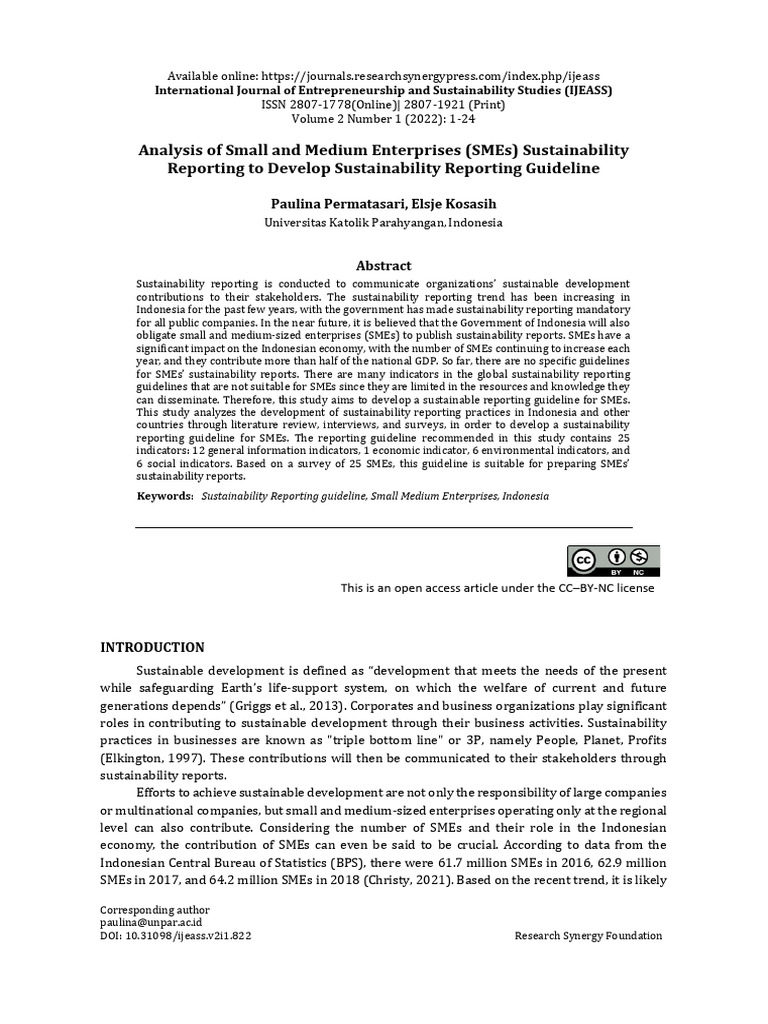 SMEs Sustainability Reporting Guidelines | PDF | Small And Medium Sized ...