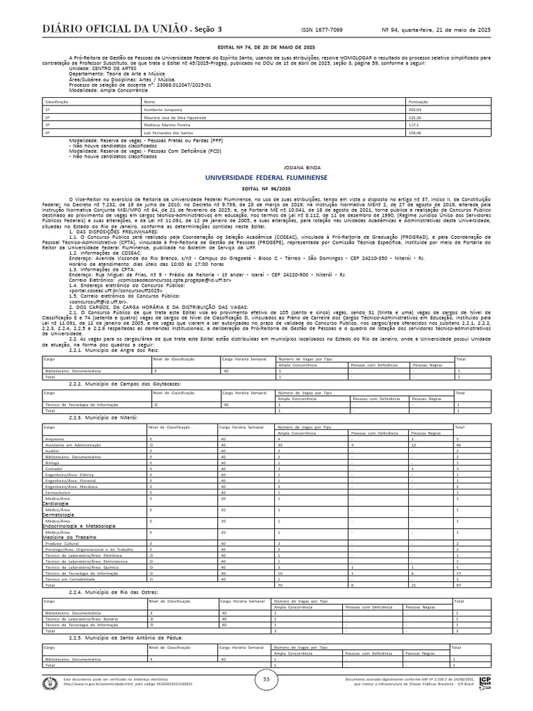 Editais de Concursos UFF e UFES 2025 | PDF | Deficiência visual | Perda ...