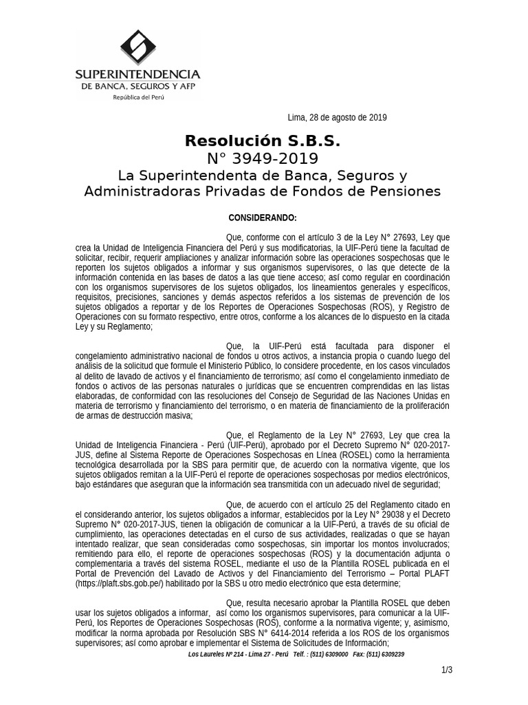 Aprobación de Plantilla ROSEL para ROS | PDF | Regulación | Perú