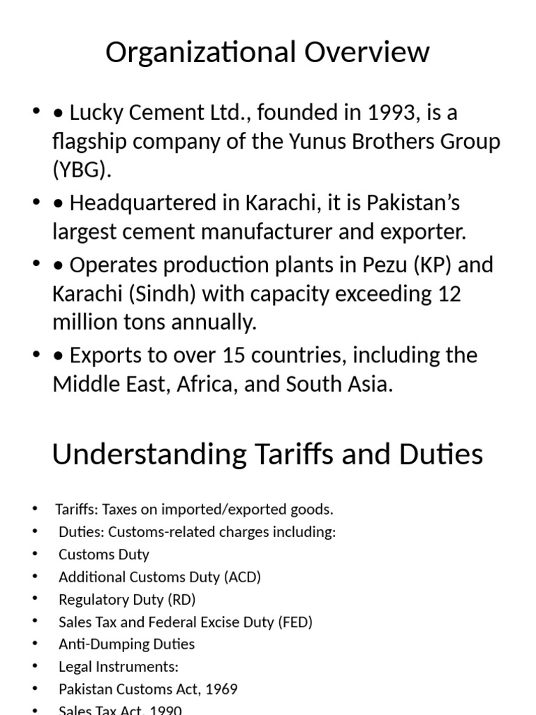 Lucky Cement: Tariffs, Trade, and Compliance | PDF