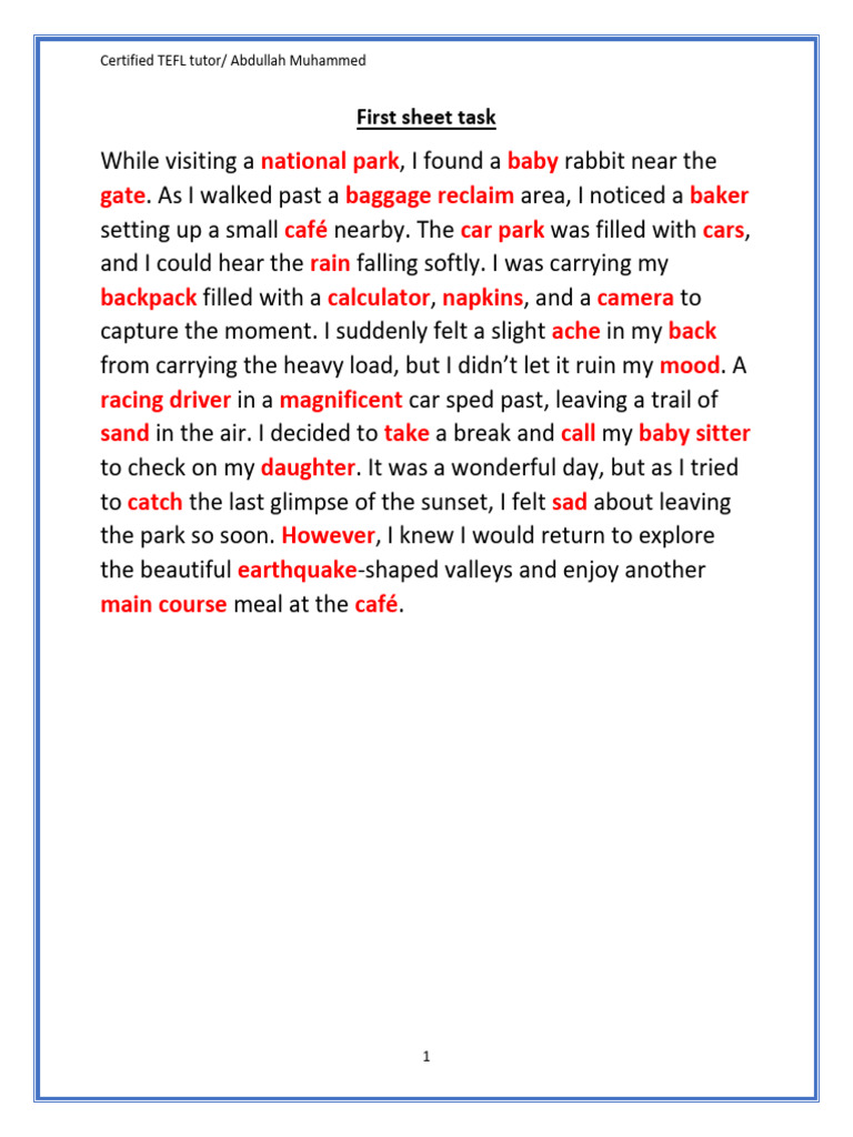 Working Sheet For All 4 First Sessions | PDF