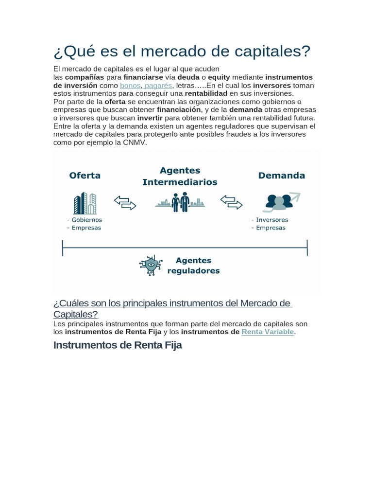 Qué Es El Mercado de Capitales | PDF | Bolsa | Inversiones