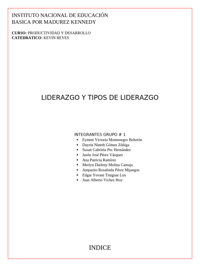 Liderazgo y Tipos de Liderazgo | PDF