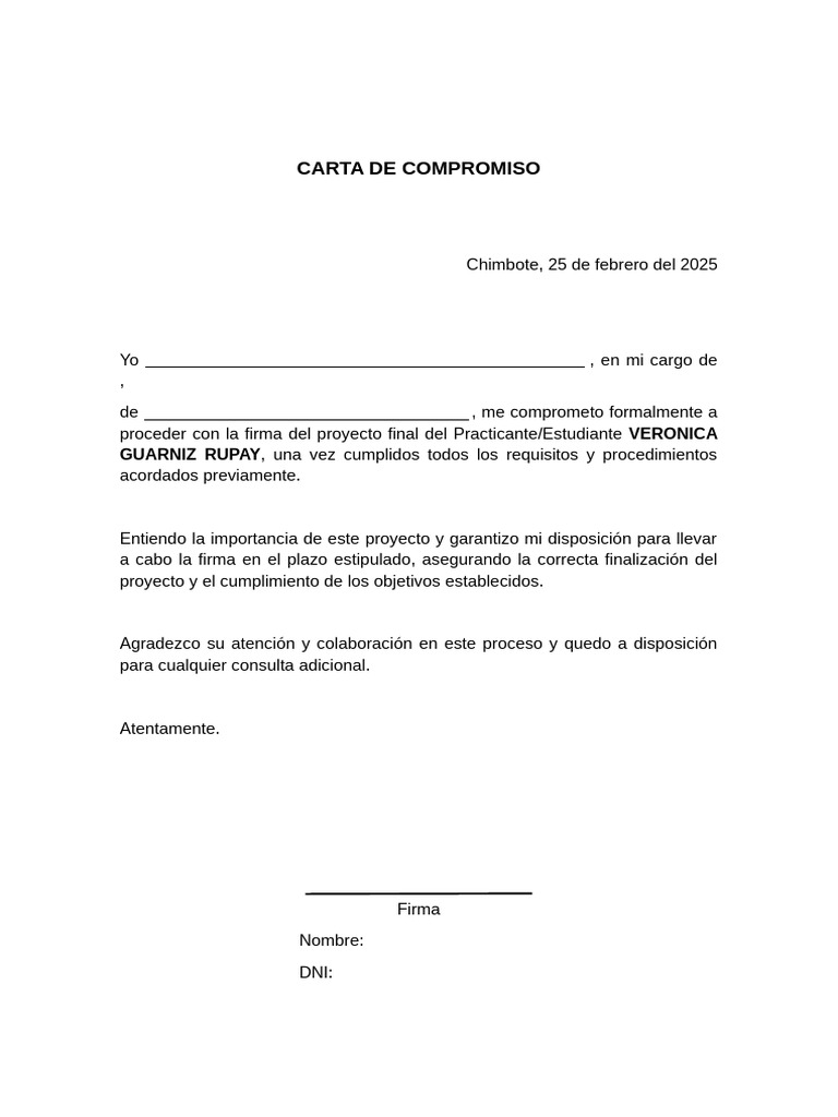 Compromiso de Firma de Proyecto Final | PDF