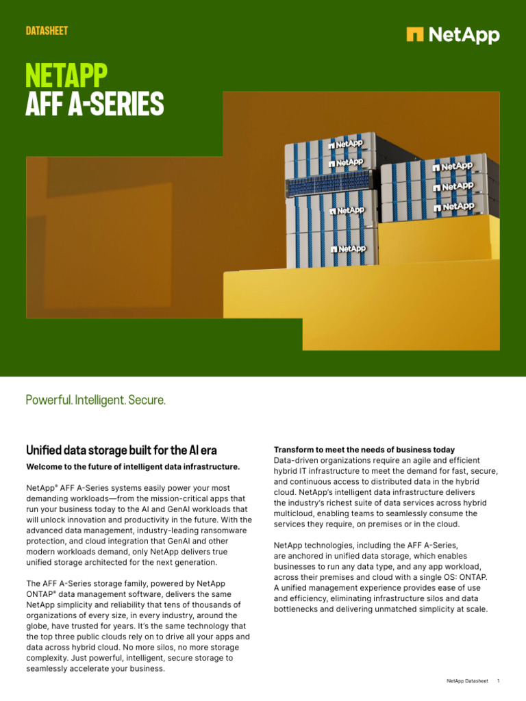 NetApp AFF A-Series | PDF | Cloud Computing | Data Management