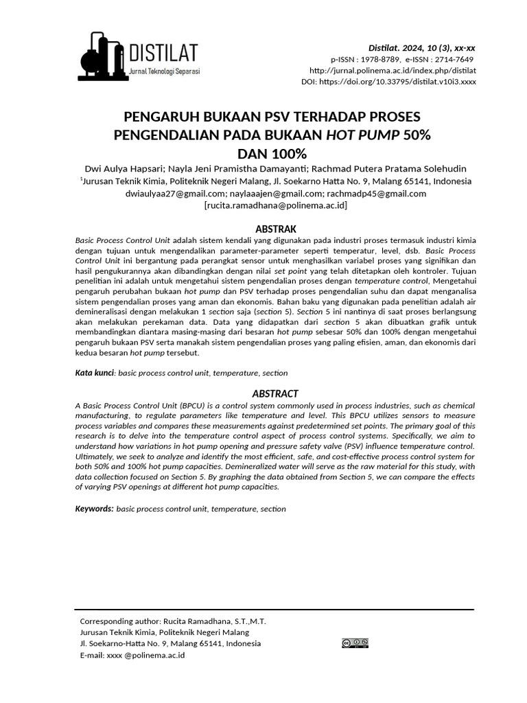 Pengaruh Bukaan PSV pada BPCU | PDF