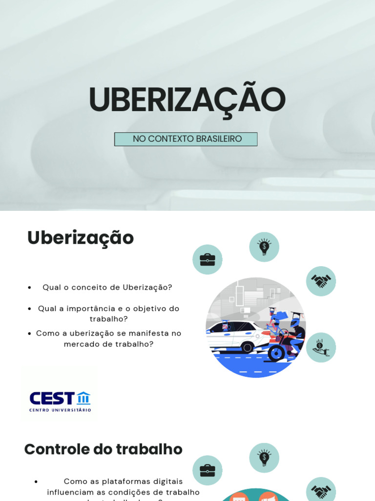 Uberização e Desafios no Trabalho Brasileiro | PDF