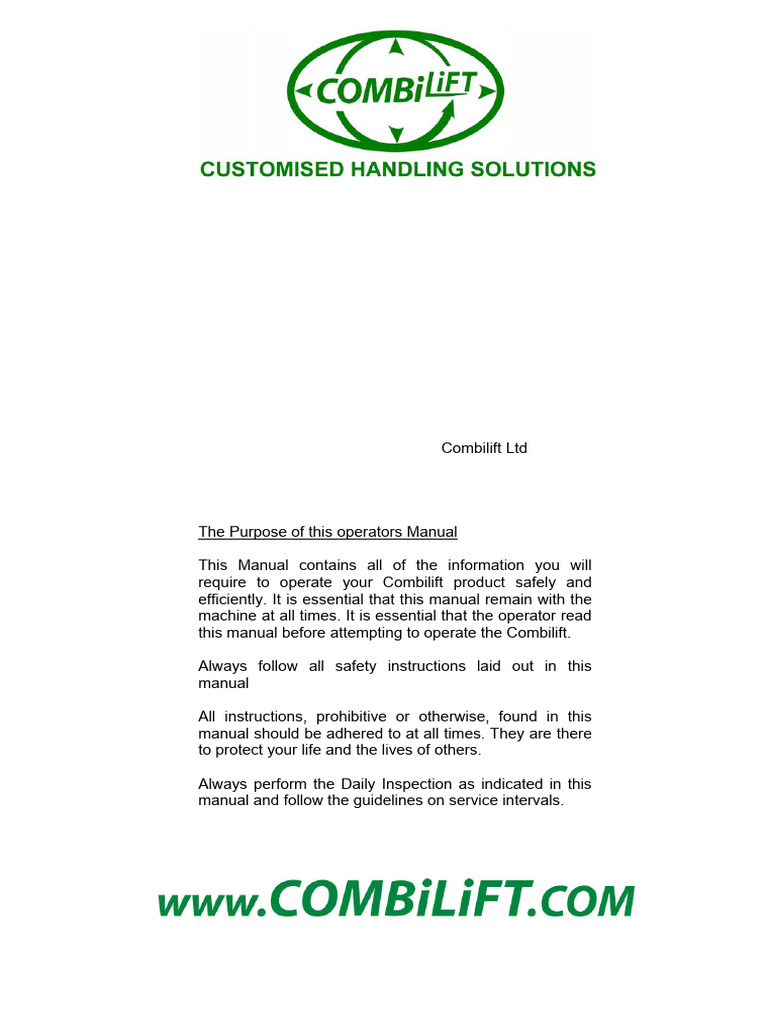 Combilift C4000 Operator Manual | PDF | Truck | Switch