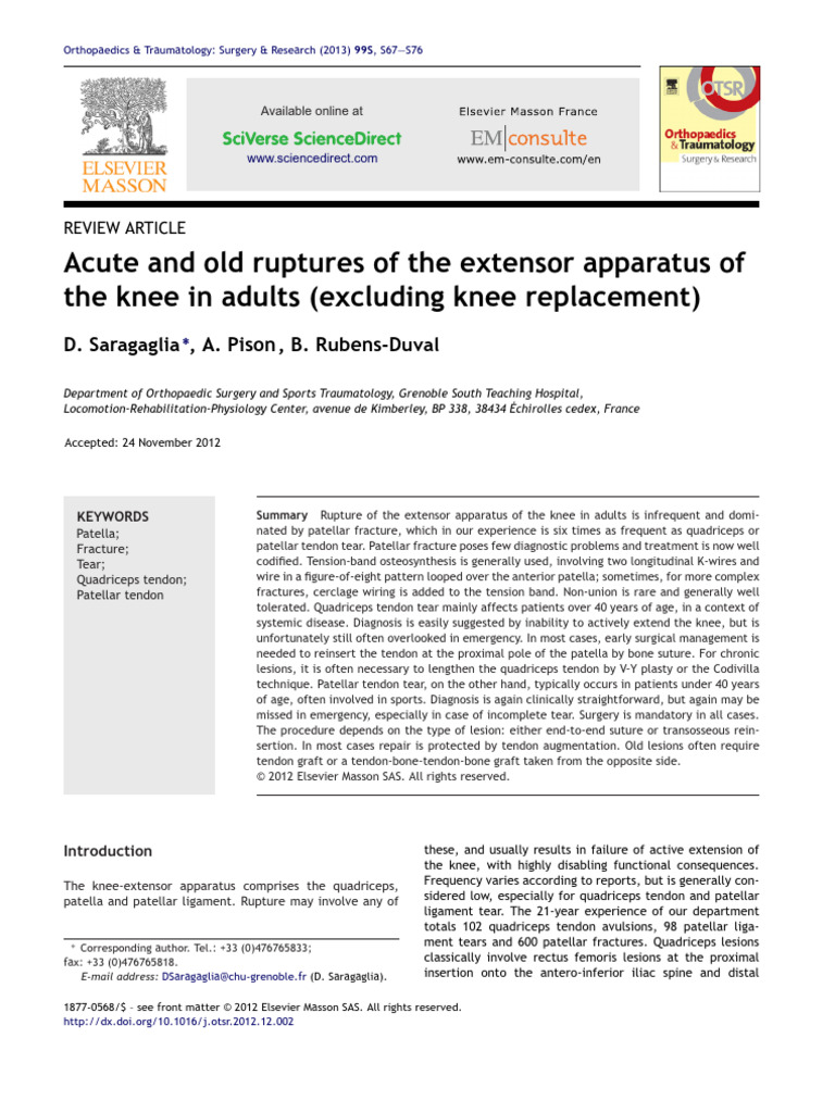 Knee Extensor Apparatus Ruptures | PDF | Knee | Musculoskeletal System