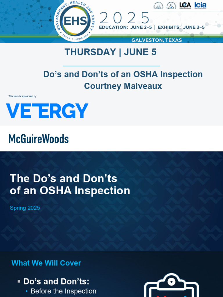 OSHA Inspection Do's and Don'ts Guide | PDF | Occupational Safety And ...